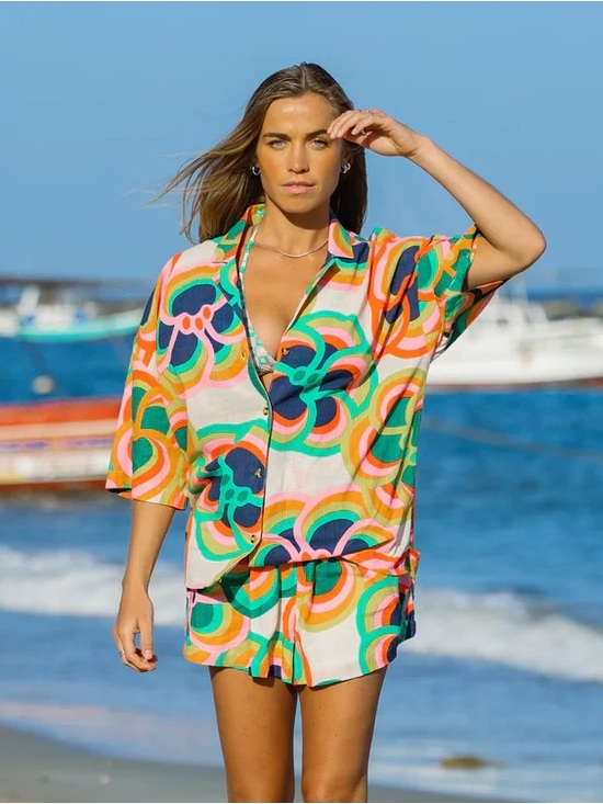 Billabong Tops - NWT Billabong x Mami Wata Beach Side Short Sleeve Cotton Shirt